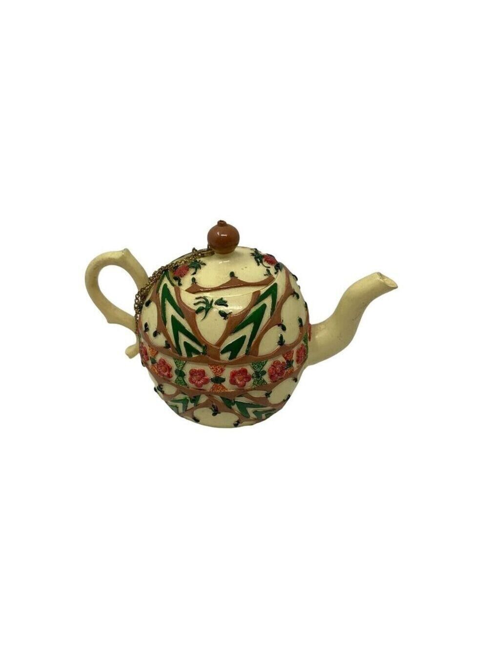 Vintage Nini Japan Hand Painted Teapot Trinket Box Floral Staffordshire Style - Picture 5 of 11